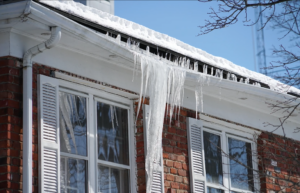 ice hanging off homes gutters